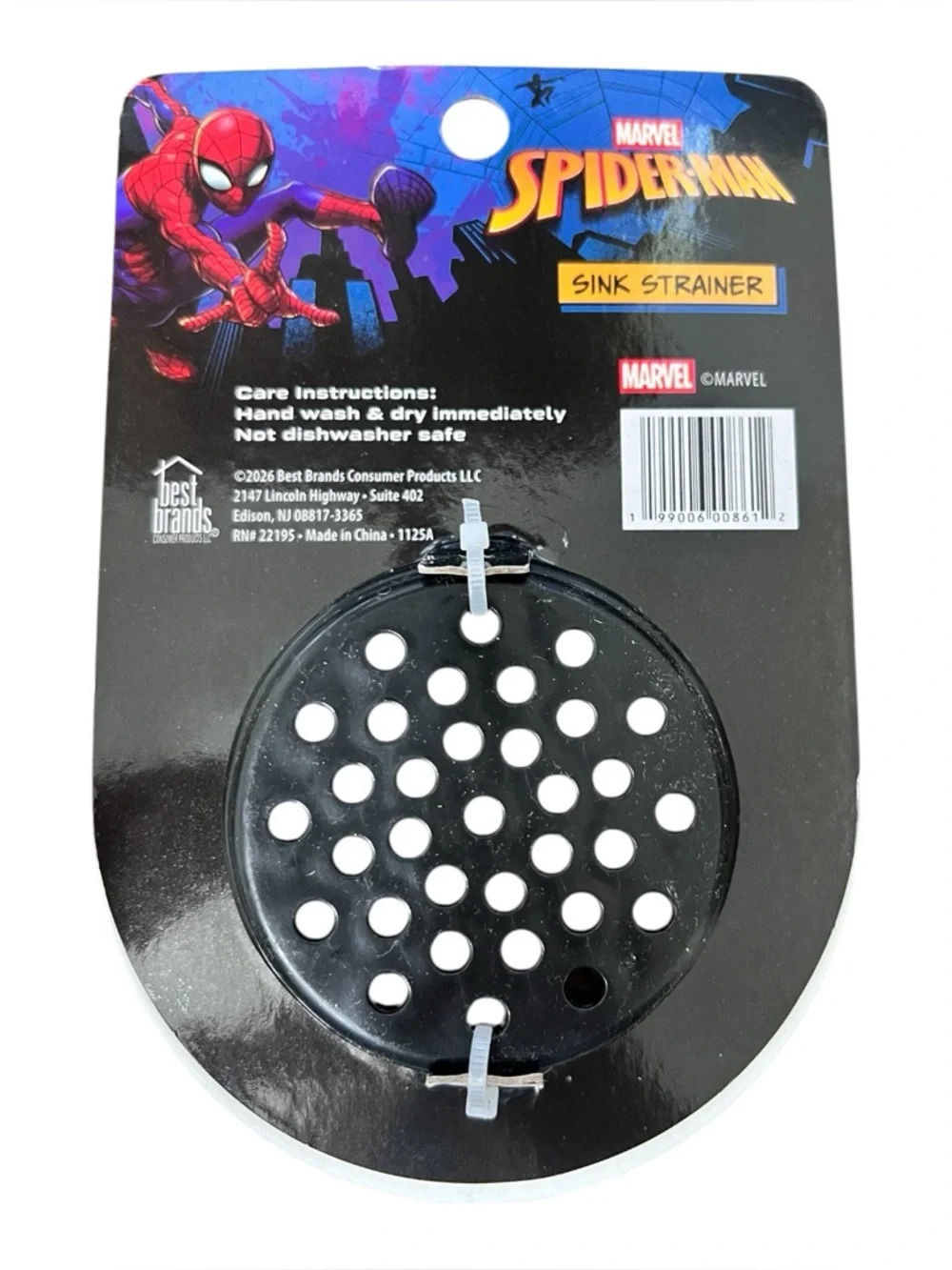 Marvel Spider-Man Blue & Red Sink Strainer with Black Insert